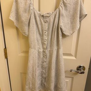 White & black polkadot dress